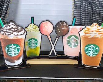 Starbucks centerpieces, starbucks themed party, coffee, barista, cake pop, Frappuccino, chai, logo, chai, banner, toppers, pumpkin spice