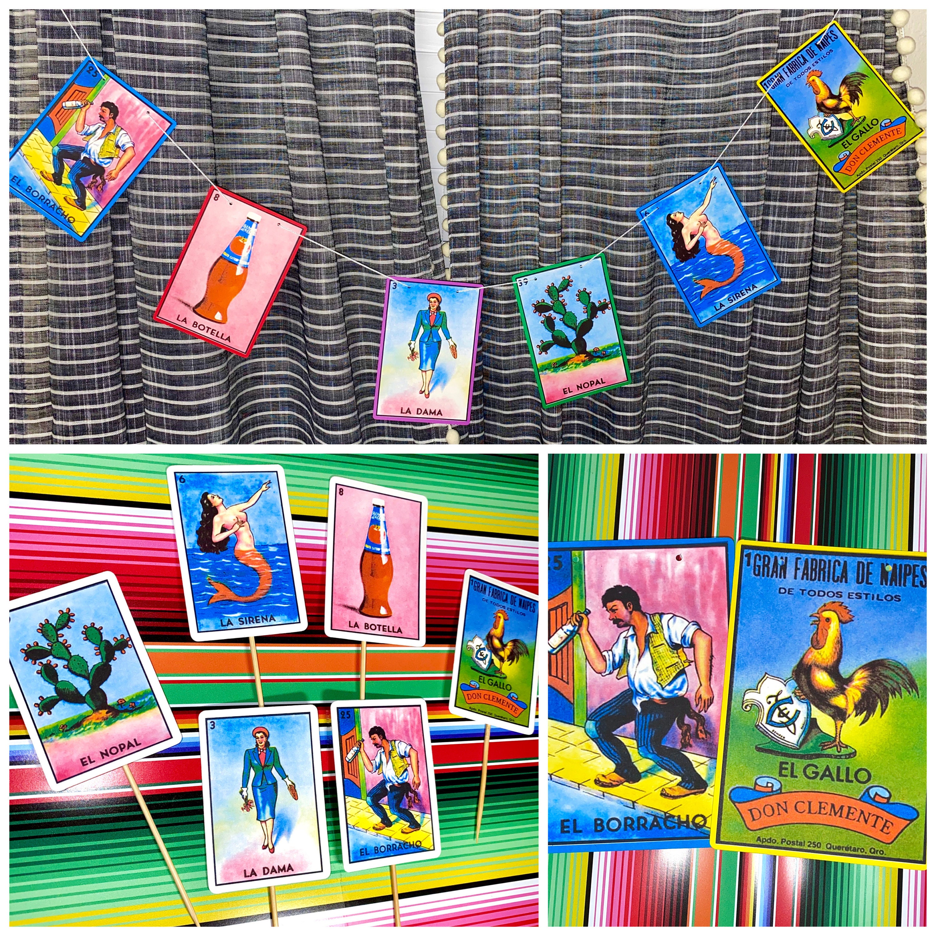 Loteria Banner, Centerpiece, Cutout, Loteria Party Decor, Fiesta Mexicana,  Bunting, Lotería Decorations, Mexican Birthday, Sarape,picado 