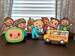 Cocomelon centerpieces, jj, standees, table decor, party, birthday, theme, cutouts, topper, decorations, wheels on the bus, table, youtube 