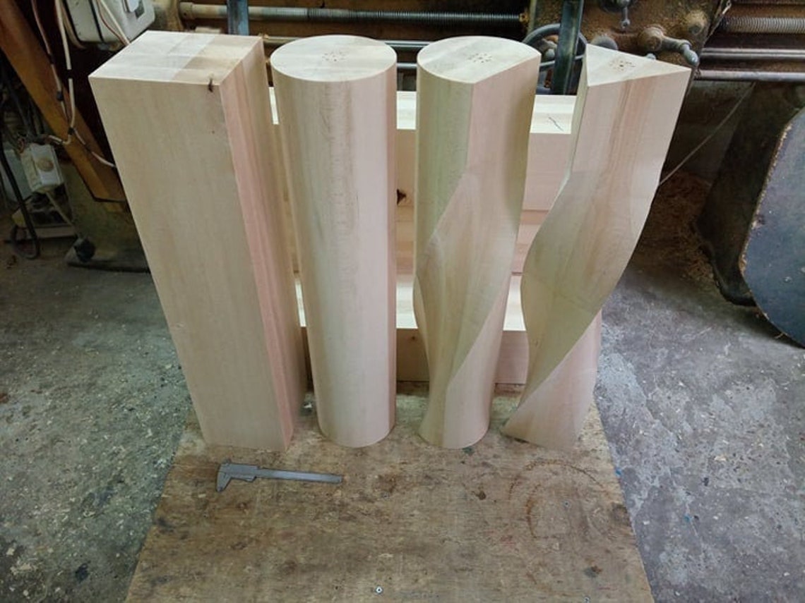 Trestle Table Pedestals Spiral Wooden Legs Unfinished Etsy