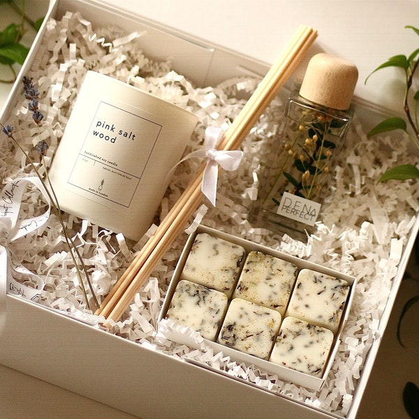 SPA DAY Gift Set Reed Diffuser, Wax Melts, Candle Gift Box Home Fragrance Gift Box Housewarming Christmas Gift Set for Her