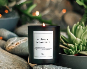 RASPBERRY PEPPERCORN Soy Wax Candle 8.5oz Vegan Natural Fruity Candle Earthy Spicy Candle Gift Ideas Mothers Day Gift Home Decor