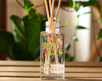 PINK SALT & WOOD Reed Diffuser Natural Home Fragrance Gift for Her Summer Home Decor Bookshelf Decor Self Care Gift Box Aroma Diffuser