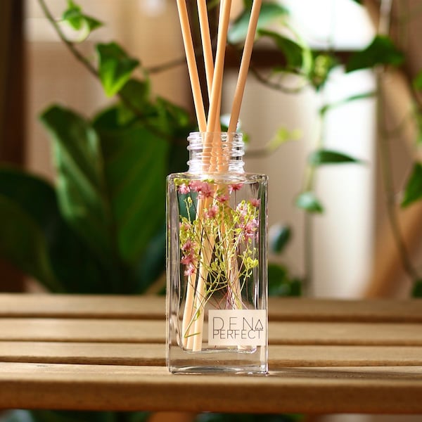 SEL ROSE ET BOIS diffuseur roseau parfum d'intérieur naturel Cadeau pour elle Décoration d'intérieur d'été Décoration d'étagère Boîte cadeau soins personnels Diffuseur d'arômes