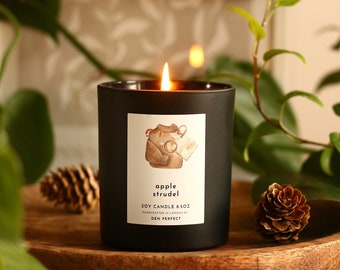 APPLE STRUDEL Soy Candle Vegan Natural Cinnamon Candle Foodie Candle Apple Pie Candle Autumn Decor Farmhouse Candle