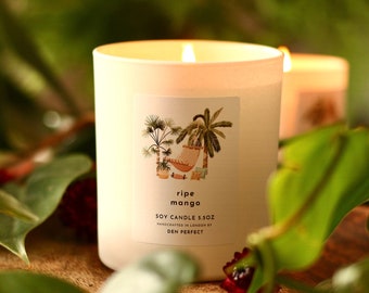 RIPE MANGO Soy Wax Candle Vegan Natural Tropical Candle Gift for Her Summer Home Decor