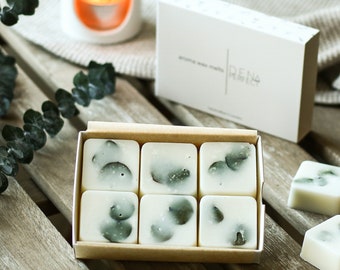 Cera de soja derretida con EUCALIPTO y MENTA, natural, vegana, con fragancia fuerte para el hogar, aceite esencial de aromaterapia, caja de regalo, regalos para ella