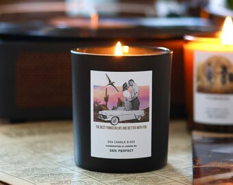 Valentines Retro Soy Candle Gift For Her Gift For Him Anniversary Candle Retro Collage Love Message Candle