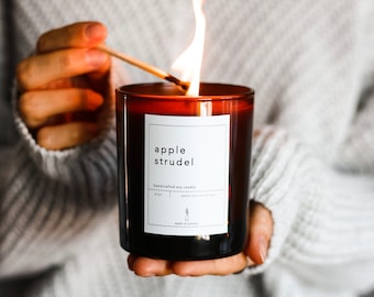 APPLE STRUDEL Candle Gift Soy Wax Candle Vegan Natural Cinnamon Candle Home Foodie Candle Apple Pie Candle Autumn Decor Farmhouse Candle