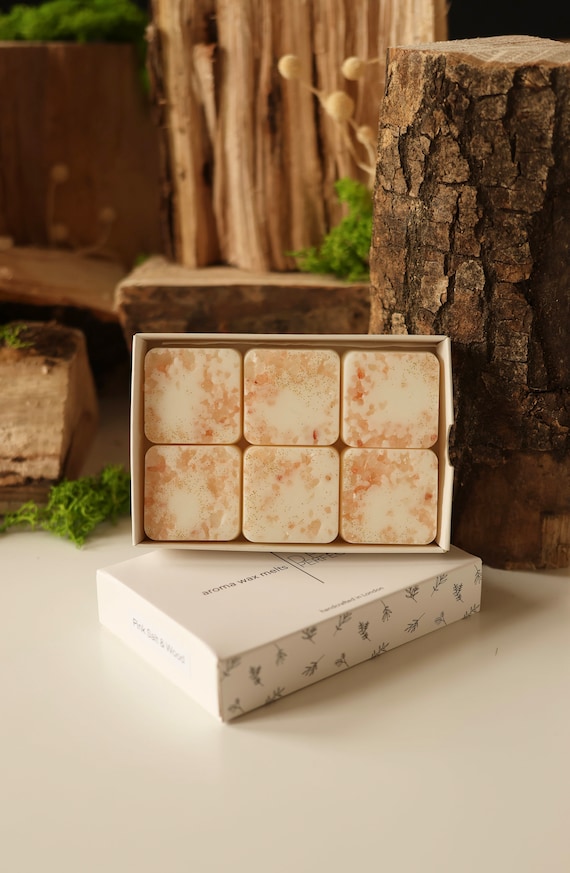 PINK SALT & WOOD Soy Wax Melts Natural Vegan Strong Scented Home Fragrance Aromatherapy Essential Oil Wax Melts Gifts Box, Gifts for Her