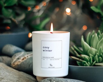 COSY WINTER Christmas Candle Natural Soy Candle Festive Gift for Her Christmas Gift Cinnamon Candle Holiday Decor Candle Gift Box