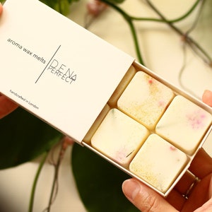 SEYCHELLES Cire de soja fondante, naturelle végétalienne, forte odeur d&#39;huile essentielle de fonte de cire de parfum d&#39;intérieur, boîte-cadeau, cadeaux pour elle