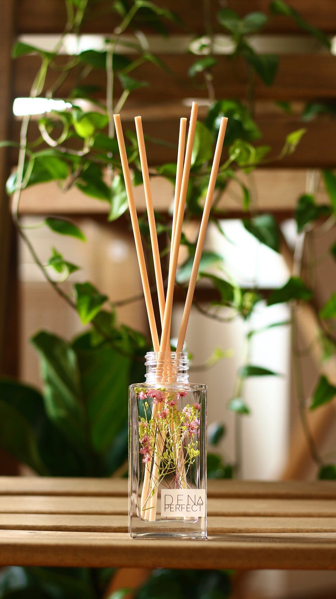 PINK SALT & WOOD Reed Diffuser Natural Home Fragrance Gift for Her Summer Home Decor Bookshelf
