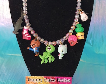 RETRO TOY Charm Necklace Shark/Turtle/Disney - Unique statement retro vintage upcycled toys - Kawaii maximalist accessories