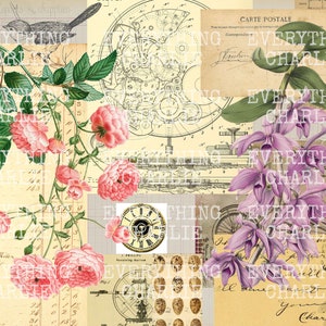 Collage Seiten zum selbst ausdrucken, zum ausdrucken in Scrapbooking, Junk Journals und Scrapbooking