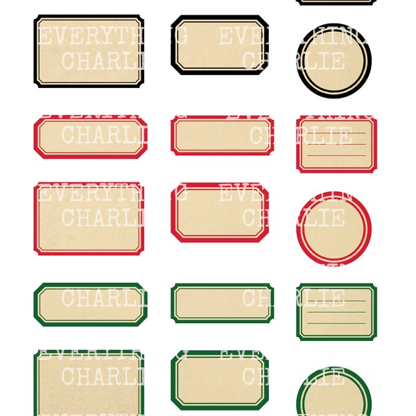 Blank Labels Vintage style Digital Download, printable label stickers for Junk Journals, planners, scrapbooking and organisation