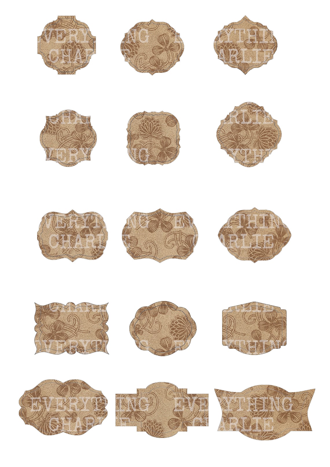 Blank and patterned decorative labels. Printable digital | Etsy