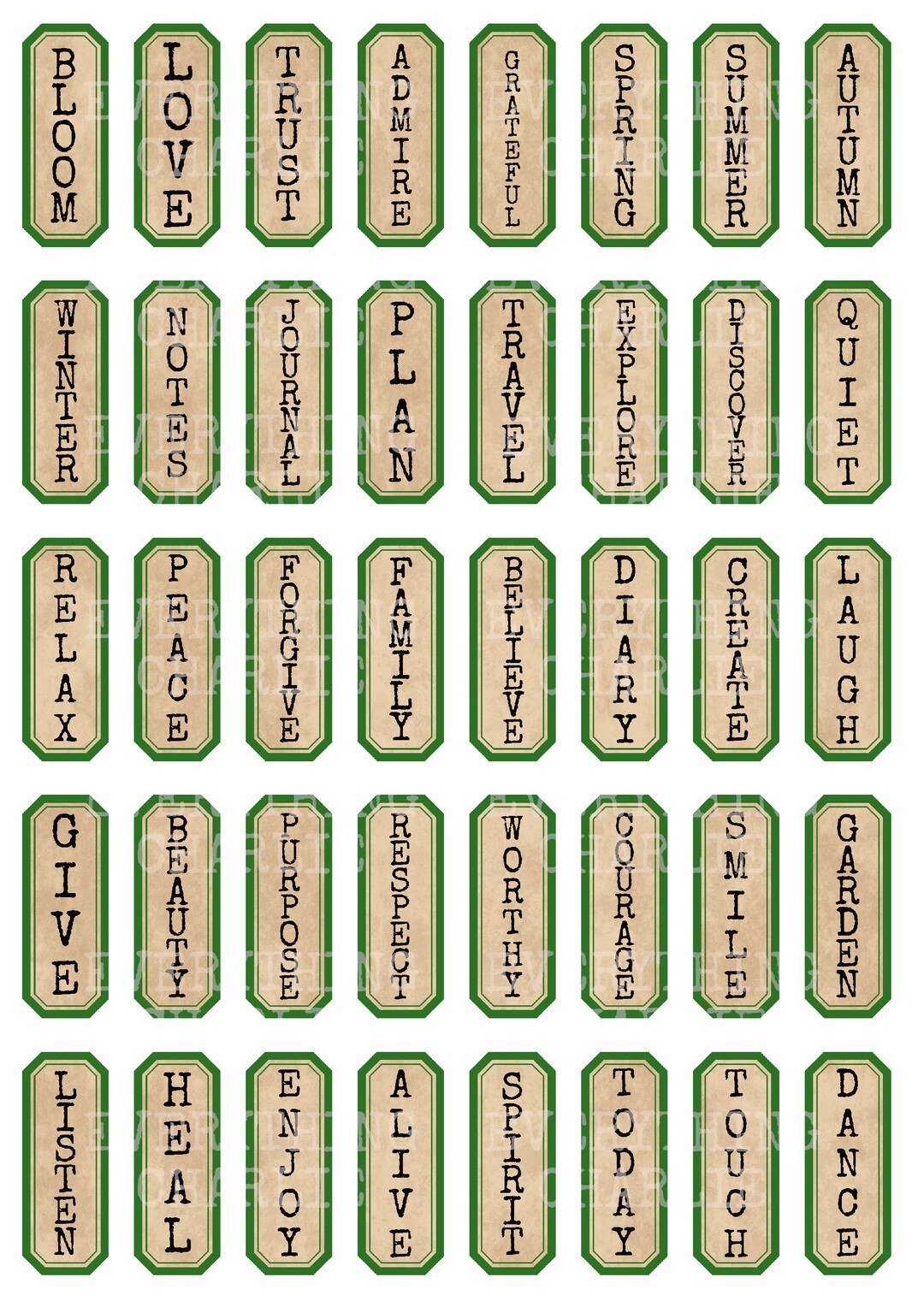 Vertical Words Labels for Junk Journals Planners Etsy