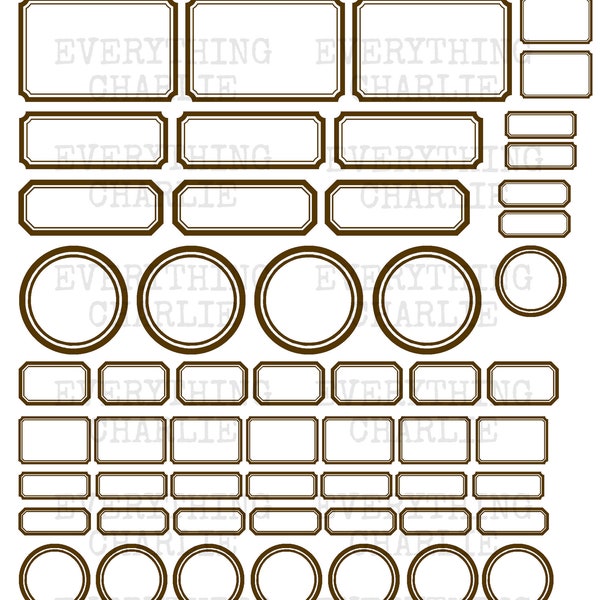 Blank printable colored labels. Digital download for junk journals, planners, scrapbooking, stationery and organization