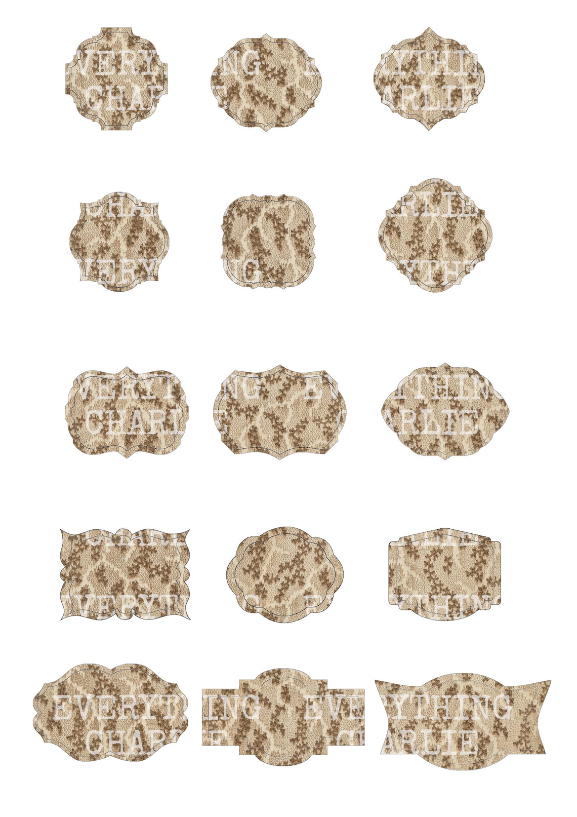 Blank and patterned decorative labels. Printable digital | Etsy