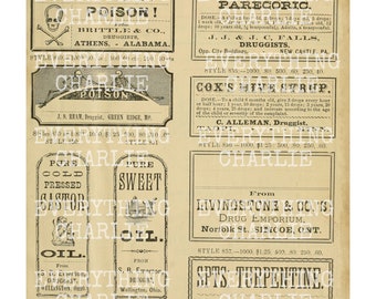 Apothecary labels, printable vintage bottle labels and blank labels for junk journals and scrapbooking