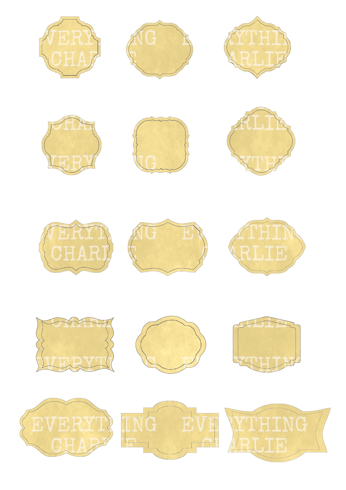 Blank and patterned decorative labels. Printable digital | Etsy