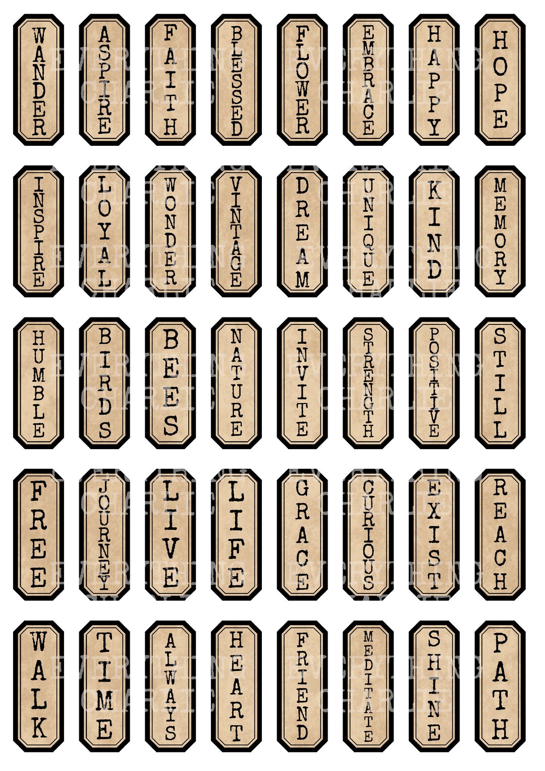 Labels Vertically Vertical Words Labels for Junk Journals, Planners, Scrapbooking, Paper ...