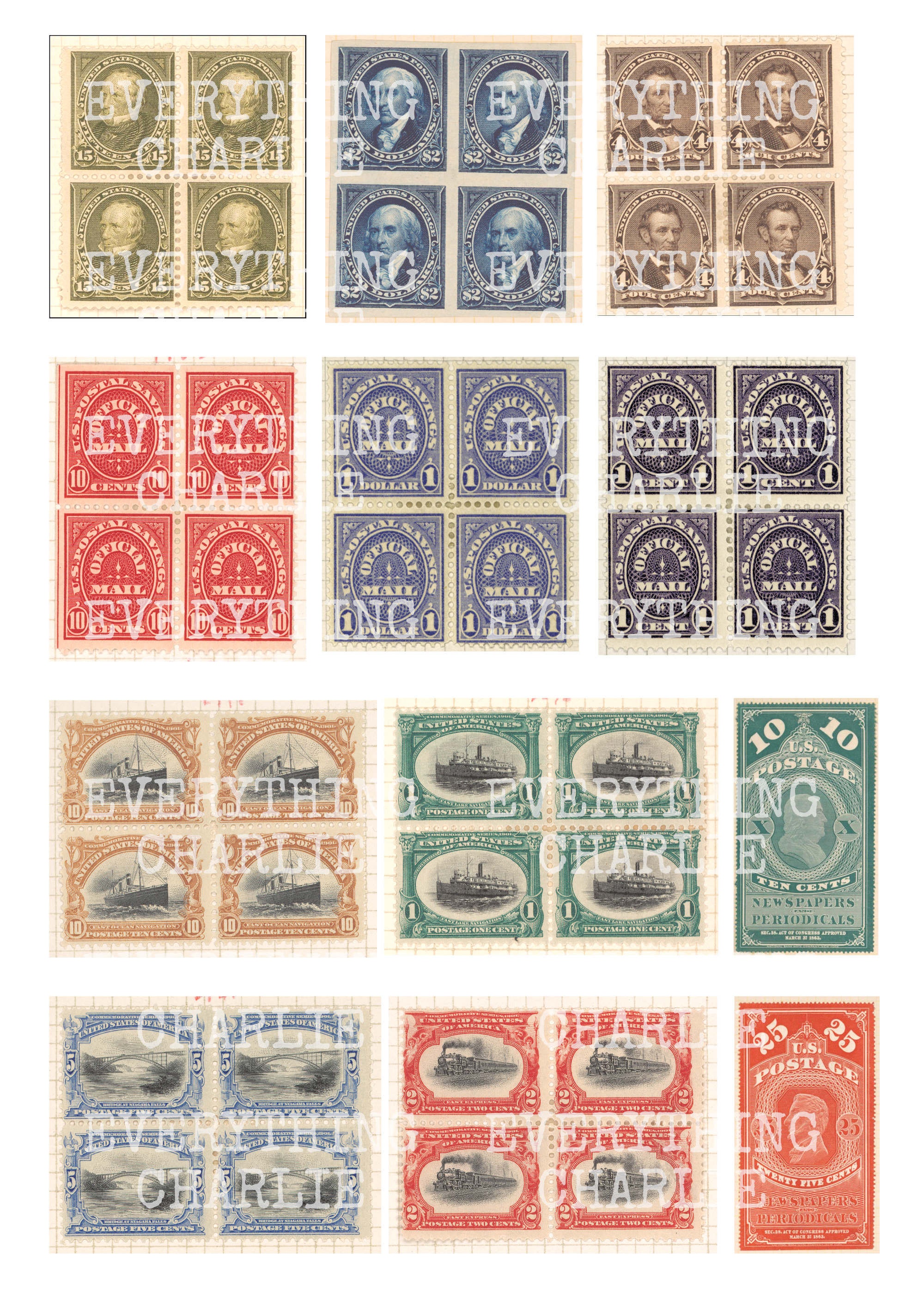 Postage Stamps Ephemera Digital Download, Printable Vintage Stamp ...