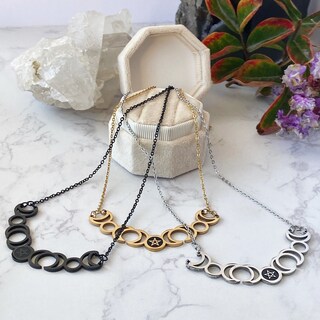 Collana Dea Della Tripla Luna In Argento 925 Con Cristallo Chakra - Pendente Pentacolo Wicca Con Catena, Gioiello Donne