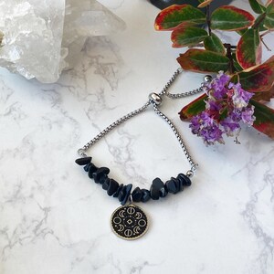 Moon Phase Bracelet Black Obsidian Bracelet Wicca Obsidian Moon Phase Black Obsidian Jewelry Moon Phases Bracelet Moon Jewelry