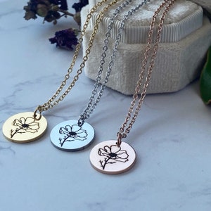 Cosmos Necklace Flower Necklace October Birth Flower Floral Necklace Birth Month Flower Cosmos Pendant Cosmos Jewelry October