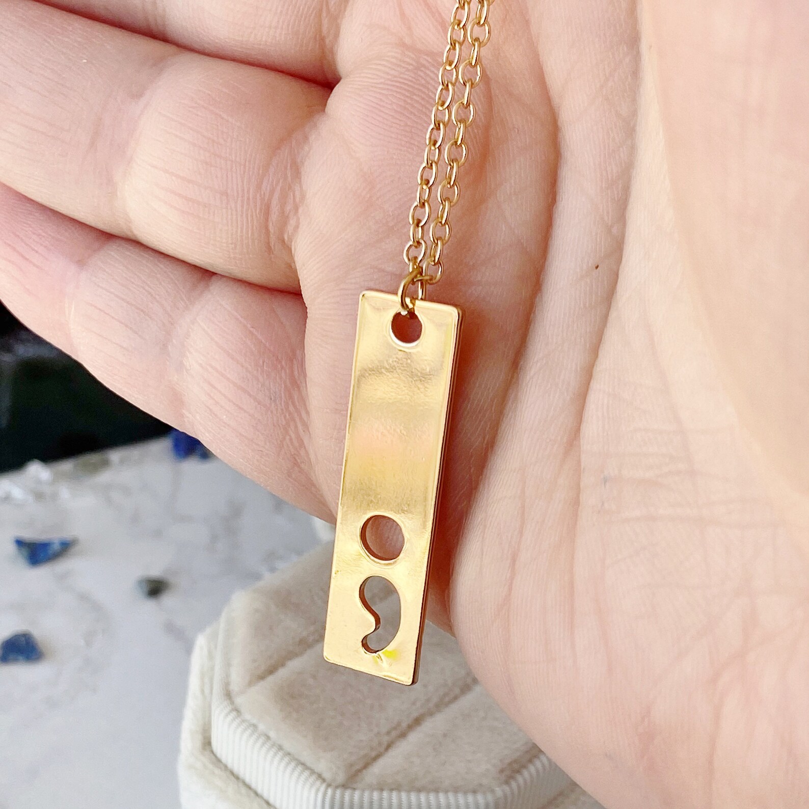 Semi Colon Necklace Gold Semicolon Necklace Semicolon Jewelry Etsy