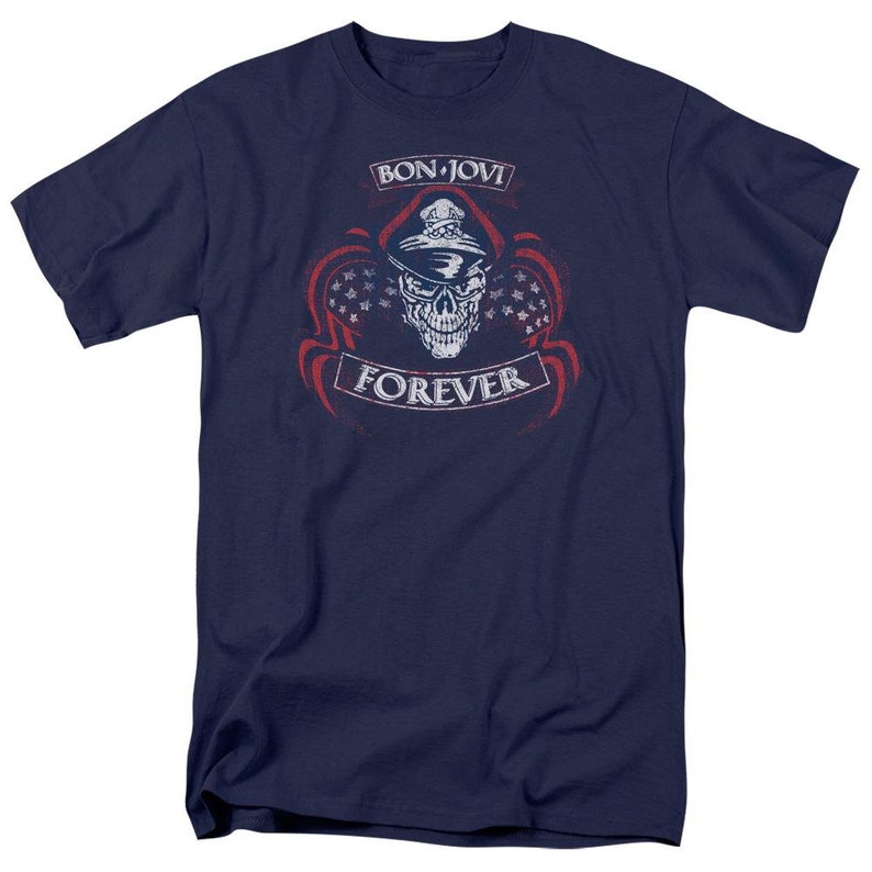 Officially Licensed Forever Skull Bon Jovi\u2122 Shirt Adult UnisexMenWomen Short Sleeve T-Shirt