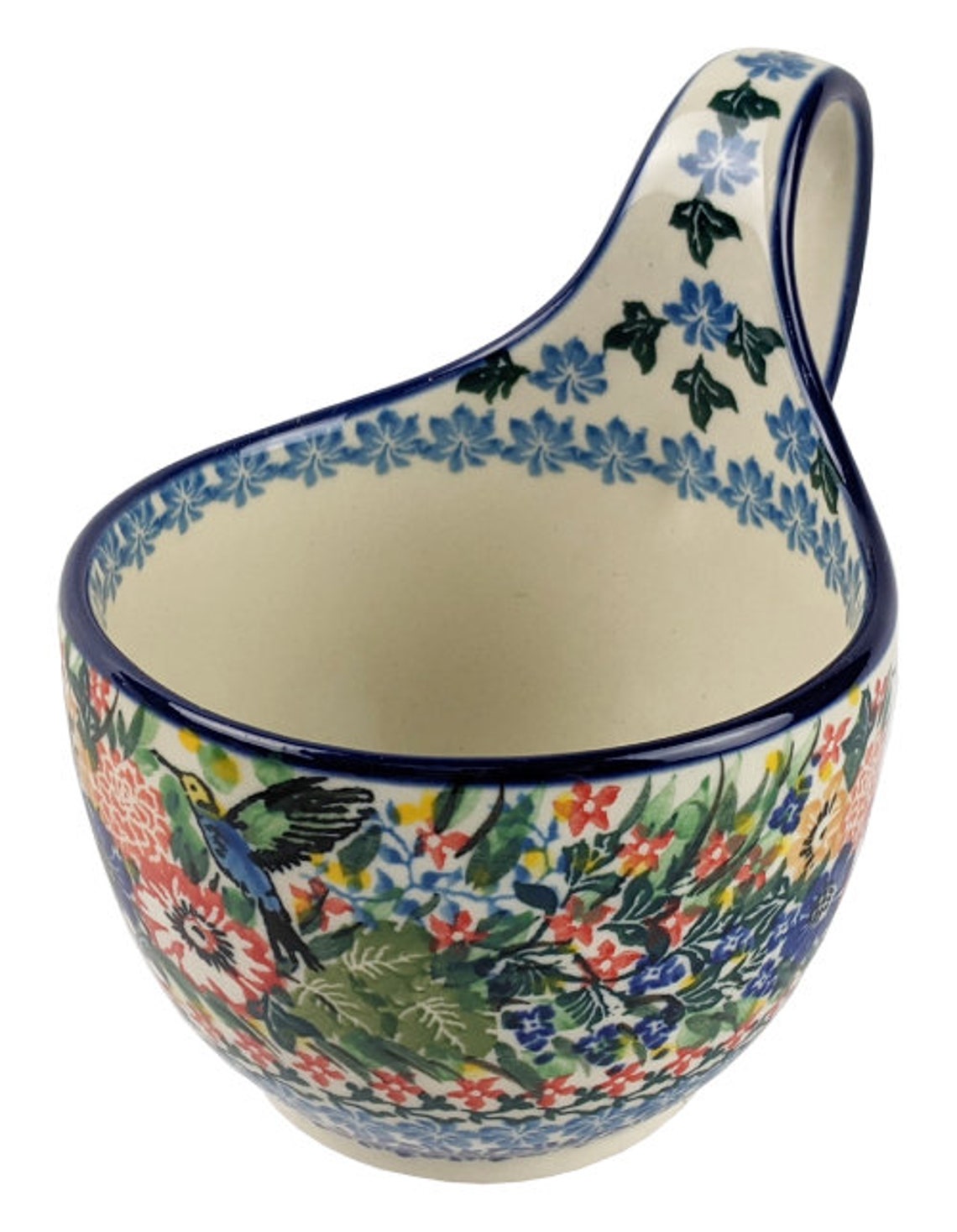 Polish Pottery Unikat Loop handle soup bowl/ coffee mug 3.5by Etsy