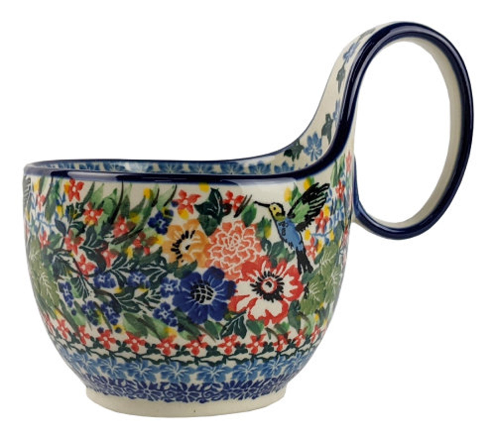 Polish Pottery Unikat Loop Handle Soup Bowl Coffee Mug By Etsy