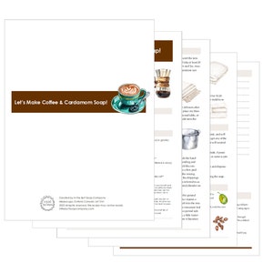 Beginners leren zelfgemaakte koffie en kardemomzeep te maken, koude proceszeep maken, zelfstudie koffiezeep, pdf-recept voor het maken van zeep