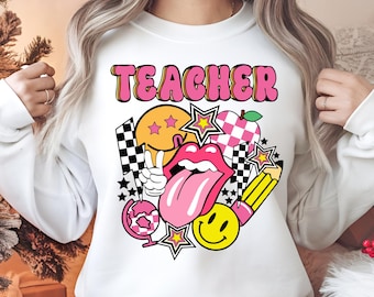 Lärare svg, retro lärare svg sublimering, tillbaka till skolan svg, första dagen i skolan png, lärarskjorta png, png sublimering utskrift nedladdning