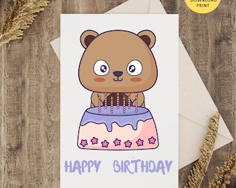 Printable Happy Birthday Card, Happy Birthday Card, instant download PNG PDF 5x7