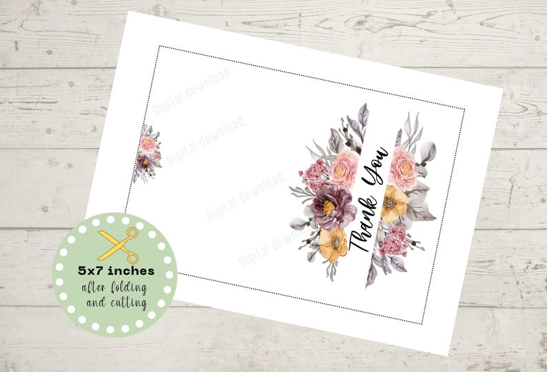 Printable Thank You Card Instant Download PDF Watercolor | Etsy