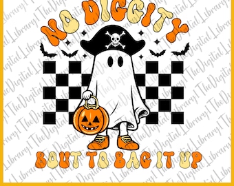 SVG fantôme rétro d'Halloween, No Diggity Design (PNG, SVG)