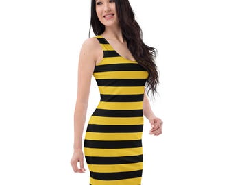 Bumble Bee Striped Bodycon Dress, Halloween Costume, Party Outfit