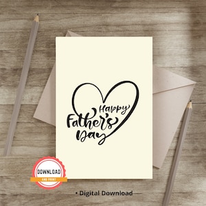 FELIZ DIA DOS PAIS Cartão para impressão, Cartão para pai, Cartão para o dia dos pais, Cartão de felicitações com caligrafia, Download instantâneo, Download digital,