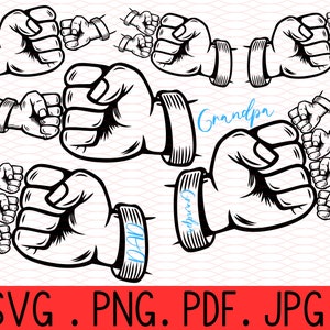 Personalized Father&#39;s Day Fist Bump Set SVG, Baby Toddler Kid Dad Fist Bump SVG, Father Hand, Father&#39;s Day Gift, Father&#39;s Day png svg