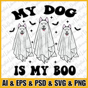 Сute Ghost Dogs SVG, Ghost Dogs husky’s, Boo Svg, Halloween Svg , Ghost Dogs Designs for Cricut, Silhouette Svg,Halloween Svg Bundle