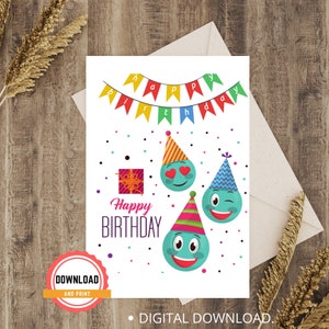Tarjeta imprimible de feliz cumpleaños / Descarga instantánea en PDF / Plantilla de tarjeta