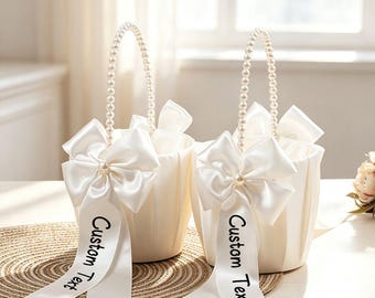 Personalized Flower Girl Basket, Custom Name Petal Holder, Bridal Ceremony Accessory