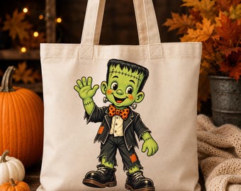 Vintage Green Monster PNG, Stitched Details, Polka-Dot Bow Tie (Digital Download)