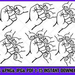 Personalisierter Vatertag Faust Bump Set svg, Baby Kleinkind Kind Dad Fist Bump SVG, Vater Hand, Vatertagsgeschenk, Familie SVG, Vatertag