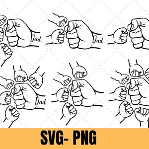 Father's Day Fist Bump Set, Father's Day Design, Baby Toddler Kid Dad Fist Bump SVG, customized name Family SVG ,Digital download Cut files,