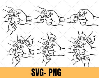 Father's Day Fist Bump Set, Father's Day Design, Baby Toddler Kid Dad Fist Bump SVG, customized name Family SVG ,Digital download Cut files,